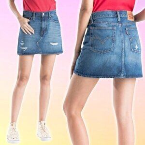 LEVI'S Women's Deconstructed Denim Mini Skirt Sz 30 Blue